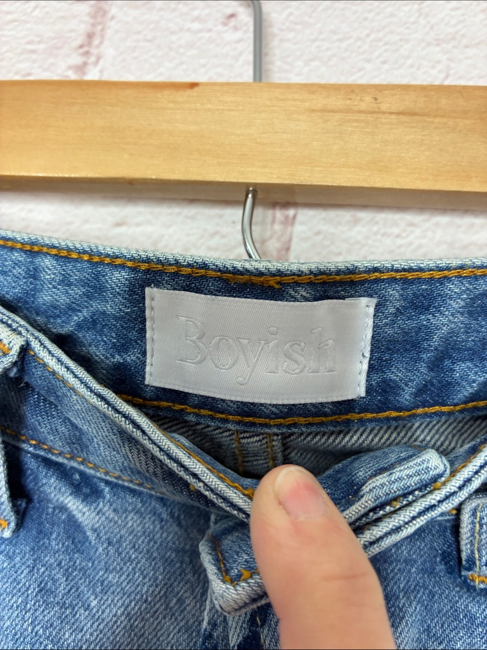 Boyish Custom Upcycled Corey Skirt Factory Distressed Button Fly Denim - Picture 4 of 10